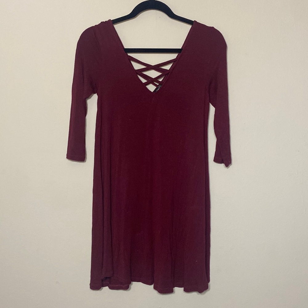 Maroon half sleeve dress